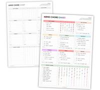 Tabla de tareas TDAH para adultos y adolescentes | Planificador de limpieza y rutina de doble cara A3 | Seguimiento de tareas diario, semanal, mensual con recompensas, diseños coloridos y en blanco y