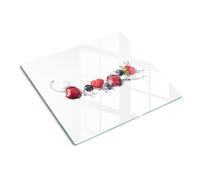 Tabla para Cortar de Cristal 60x52 cm Patas de Silicona Placa de Corte Resistente Decorativa de Vidrio Templado Una Pieza Fina para Encimera de Cocina Higienicas - Frutos del bosque