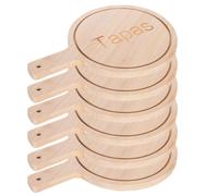 Tablas de Bambú Redondas para Tapas, con Mango. Pack 6 Unidades Tablas para Cortar. 2 Tamaños a Elegir 28x20cm y 19x14cm, 23x9cm. Grosor de 0,8cm, Para Servir Tapas y Pinchos de Cocina en Hostelería o