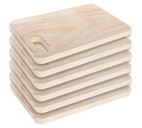 Tablas de Madera Cocina con Asa. Pack 6 Unidades Tablas de Cortar. Tamaño 32x22cm. 2cm de Grosor, Para Cortar o Servir Carnes, Pescados, Verduras en Hostelería o el Hogar Natural