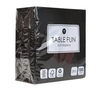 Table Fun 100 Servilletas de Papel Negro Desechables para Cumpleaños, Halloween, Bodas, Catering, 2 Capas, Reciclables, Fabricadas en la UE, 33cm