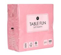 Table Fun 100 Servilletas de Papel Rosa Suave | 2 Capas 33cm | Desechables para Cumpleaños Bodas Baby Shower Catering Despedidas Día de la Madre Reciclables UE