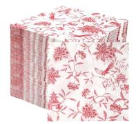 Table Fun 100 x servilletas de papel chinoiserie rojas suaves, servilletas desechables para cumpleaños, bodas, despedidas de soltera, uso diario, catering y picnics, reciclables, 2 capas, 33cm