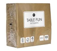 Table Fun 100 x Servilletas de Papel Doradas Suaves | 2 Capas 33cm | Servilletas Desechables para Fiestas Bodas Navidad Nochevieja Catering Reciclables Fabricadas en UE