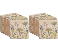 Table Kind 100 Servilletas de Papel Reciclado Suave 2 Capas 33cm Flores Silvestres Florales Desechables para Fiestas Pascua Bodas Ecológicas Kraft Sin Blanquear (Paquete de 2)