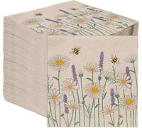 Table Kind 100 x Servilletas De Papel Suaves Desechables Con Diseño De Margaritas Y Abejas Para Fiestas Bodas Uso Diario Ecológicas Kraft Sin Blanquear Reciclables Fabricadas En La UE 2 Capas 33 cm