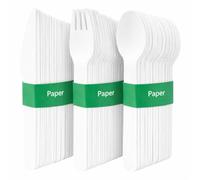Table Kind 120 X Juego De Cubiertos De Papel Biodegradables A Granel Tenedores Cuchillos Y Cucharas Para Fiestas De Cumpleaños Camping Viajes Picnics Barbacoas Navidad Catering