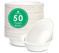 Table Kind 50 X Cuencos De Papel Desechables Ecológicos Paquete A Granel Para Camping Catering Uso Diario Ensaladas Postres Cereales Fiestas De Cumpleaños 23 Cm. Fabricados En La UE