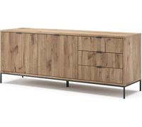 Tablero bajo Vicco Eliza Roble vikingo 150 x 60 cm con 3 cajones, 2 puertas, Model 49467