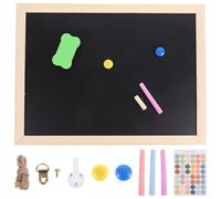 Tablero de Anuncios de Corcho Doble Cara Marco de Madera | Pizarra Negra Escribible, Soporte Metálico y Gancho, para Notas, Dibujos Infantiles y Aulas