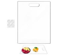 Tablero de corte acrílico - 4 mm - Tablero transparente con mango, no deslizante, silicona Feet Kitchen Countertop protector, fácil de limpiar y cortar para frutas vegetales, 32 x 22,5 cm