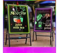 Tablero de escritura iluminado con LED, tablero fluorescente borrable con soporte, tablero de mensajes brillante para tienda, mercado nocturno, tienda, incluye 10 marcadores de neón y control remoto