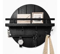 Tablero de llaves redondo, con 6 ganchos, de madera, para montaje en pared
