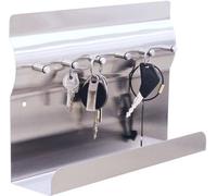 Tablero de llaves Unyqoos® con espacio de almacenamiento y barra magnética, 6 ganchos, acero inoxidable – Pizarra para recibidor, cocina y oficina