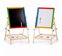 Tablero Magnético Grande con caballete Del Dibujo Del Tablero con Pizarra Blanca Para Rotuladores y Pizarra Negra para Tiza Borrable, Pizarra 2 en 1 Madera Caballete 31 x 54,3 x 36,5 cm Regalo ideal