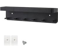 Tablero para llaves Ibzenoa® con espacio de almacenamiento y 6 ganchos – Montaje en pared sin necesidad de taladrar, acero inoxidable mate , capacidad de carga de hasta 1 kg (cinta adhesiva con nanote