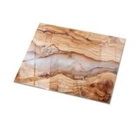 Tablero Superficie De Mesa in Vetro 80x60 cm Rectangular Cristal Templado Superficie Lisa para la Cocina, Comedor y Salón Decoración Moderno Encimera de Vidrio - Motivo Madera natural con resina