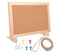 Tablón de Anuncios Pequeño de Madera de Corcho con Marco | Fotos y Horarios, Uso en Escritorio o Pared, Incluye Cuerda, Base y Chinchetas