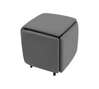 Taburete 5 en 1 con forma de cubo, 46 x 46 x 48 cm, multifuncional, apilable, con 4 ruedas universales, buen uso del espacio, para salón, dormitorio, oficina (gris)