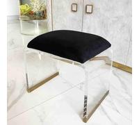 Taburete acrílico con asiento acolchado, diseño cuadrado compacto para un uso versátil como mesa auxiliar, taburete de tocador o taburete de escalón
