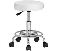 Taburete ajustable blanco con ruedas 360°