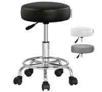Taburete ajustable negro con ruedas 360°