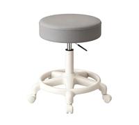 Taburete Alto con Ruedas Cocina Regulable en Altura 43-52cm Silla Tocador | Taburete Tocador Maquillaje, Giratorio en 360°, 8 Colores Silla Tattoo, para Peluquería y Oficina Hoga(Chrome)