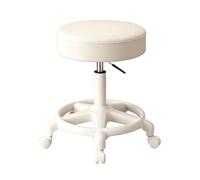Taburete Alto con Ruedas Cocina Regulable en Altura 43-52cm Silla Tocador | Taburete Tocador Maquillaje, Giratorio en 360°, 8 Colores Silla Tattoo, para Peluquería y Oficina Hoga(White)