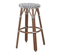 Taburete Alto De Exterior De Metal Y Ratán Génova - Misterwils Furniture For Free Souls 41x75x41 White,natural,black