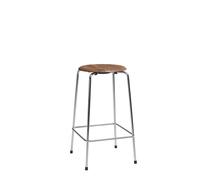 Taburete Alto Dot Alt. 65 4 Patas Cromo/ Chapa de Nogal