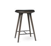 Taburete Alto Sirka Roble Gris /Piel Negro Ultra 69 cm