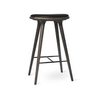 Taburete Alto Sirka Roble Gris /Piel Negro Ultra 74 cm