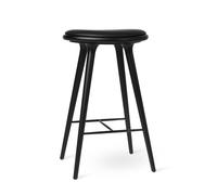 Taburete Alto , Taburete de Bar, Haya Negro /piel Negro Ultra, 74 Cm.