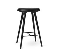 Taburete Alto , Taburete de Bar, Roble Negro /piel Negro Ultra, 74 Cm.