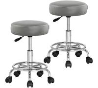 Taburete altura ajustable set de 2 gris giratorio 360º