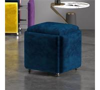 Taburete apilable con ruedas giratorias, reposapiés móvil 5 en 1, cubo apilable para sala de estar, fácil montaje