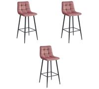 Taburete ARCETO - terciopelo rosa oscuro / patas negras x 3