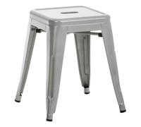 Taburete armin metal plateado 40x40x46 cm