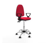 Taburete aýna as bali rojo brazos fijos base cromada ruedas nailon 50