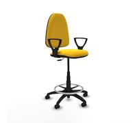 Taburete aýna cp similpiel amarillo brazos fijos base poliamida rueda