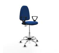 Taburete aýna cp similpiel azul brazos fijos base cromada topes
