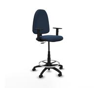Taburete aýna cp similpiel azul marino brazos 1d base poliamida rueda
