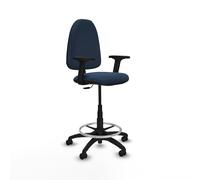 Taburete aýna cp similpiel azul marino brazos 2d base poliamida rueda