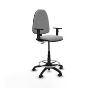 Taburete aýna cp similpiel gris claro brazos 1d base poliamida ruedas