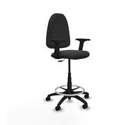 Taburete aýna cp similpiel gris oscuro brazos 2d base poliamida rueda