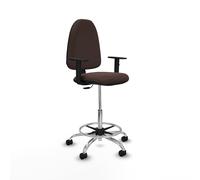 Taburete aýna cp similpiel marrón oscuro brazos 1d base cromada rued