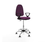 Taburete aýna cp similpiel morado brazos fijos base cromada topes