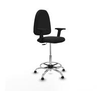 Taburete aýna cp similpiel negro brazos 2d base cromada topes