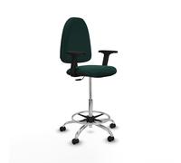 Taburete aýna cp similpiel verde botella brazos 2d base cromada rueda
