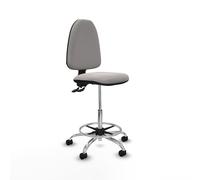 Taburete aýna cpdm similpiel blanco base cromada ruedas nailon 50mm